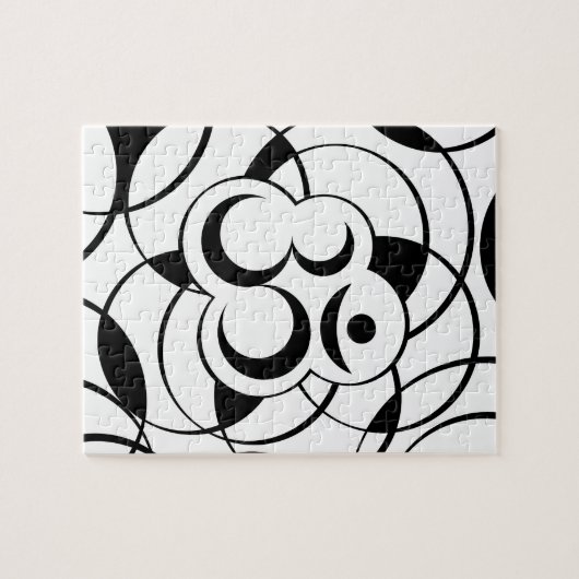 Geometric Om Symbol Black en White Legpuzzel (Horizontaal)