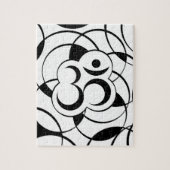 Geometric Om Symbol Black en White Legpuzzel (Verticaal)