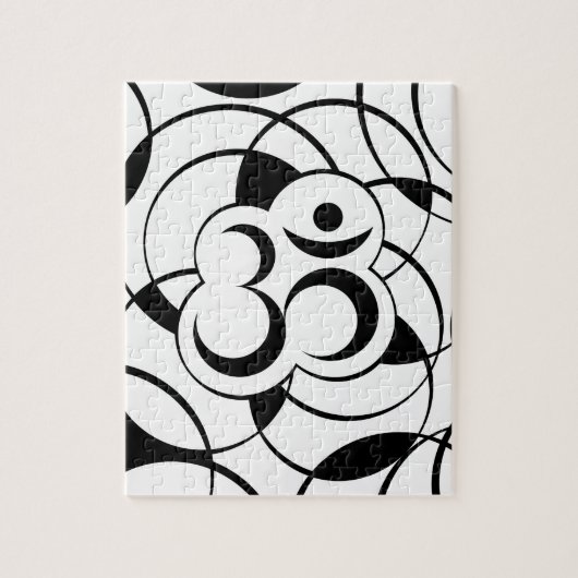 Geometric Om Symbol Black en White Legpuzzel (Verticaal)