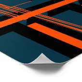 Geometric Orange Stripes Across Dark Shapes Poster (Hoek)