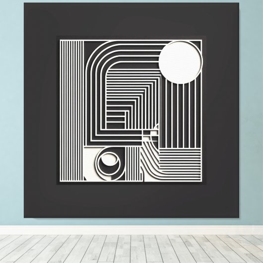 Geometric Orbit Lines Canvas Afdruk (Insitu (Houten vloer))