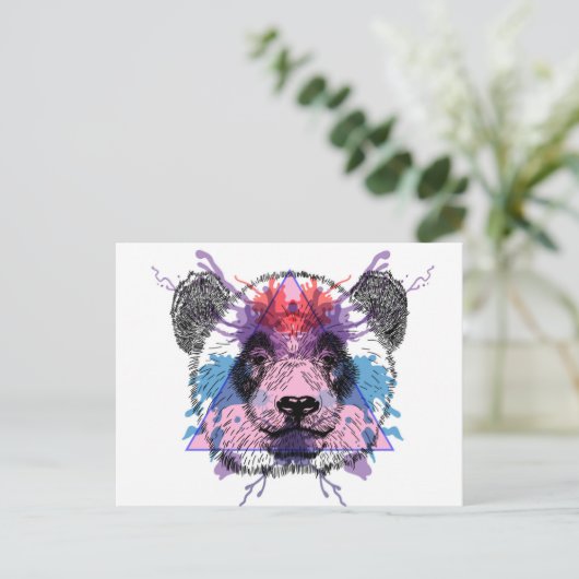 Geometric Panda Bear Briefkaart (Staand voorkant)