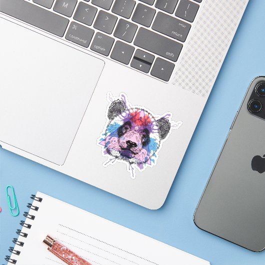Geometric Panda Bear Sticker (Laptop met iPhone)