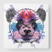 Geometric Panda Bear Vierkante Klok (Voorkant)