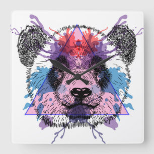 Geometric Panda Bear Vierkante Klok