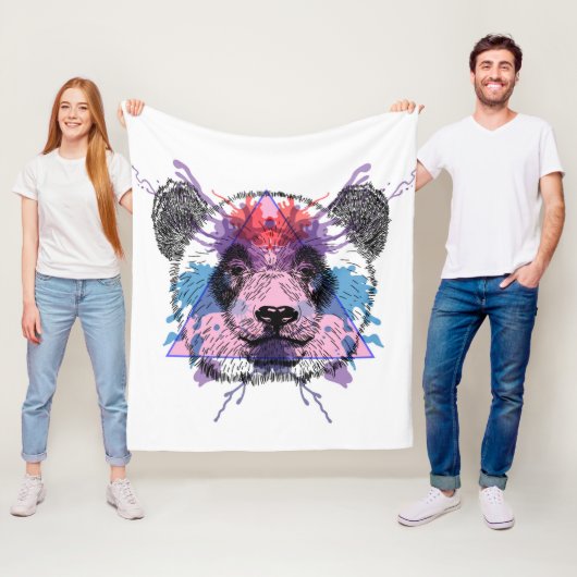 Geometric Panda Beer Fleece Deken (In situ)