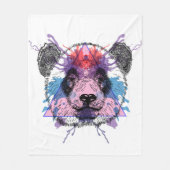 Geometric Panda Beer Fleece Deken (Voorkant)