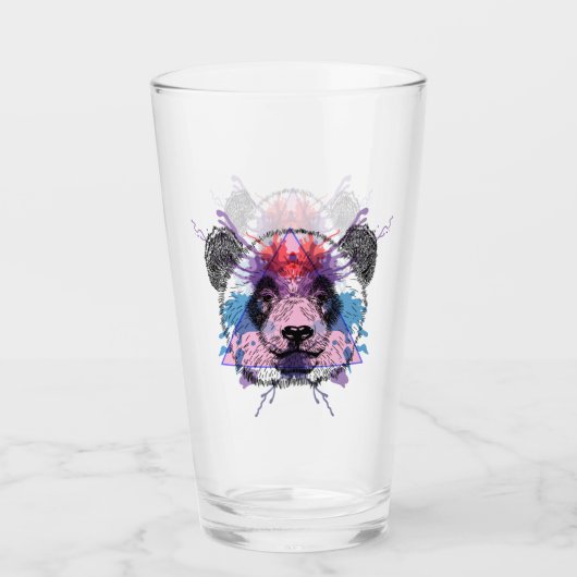 Geometric Panda Beer Glas (Voorkant)