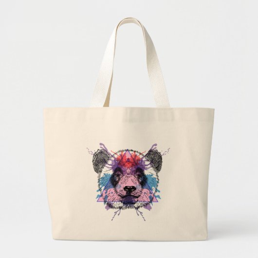 Geometric Panda Beer Grote Tote Bag (Voorkant)