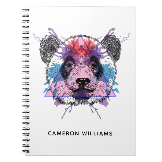 Geometric Panda Beer | Jouw namen toevoegen Notitieboek (Voorkant)