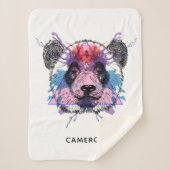Geometric Panda Beer | Jouw namen toevoegen Sherpa Deken (Voorkant)