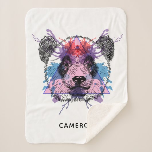 Geometric Panda Beer | Jouw namen toevoegen Sherpa Deken (Voorkant)