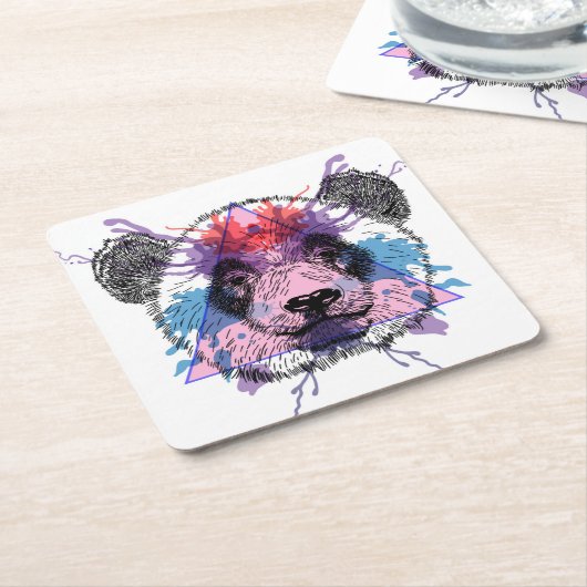Geometric Panda Beer Kartonnen Onderzetters (Schuin)