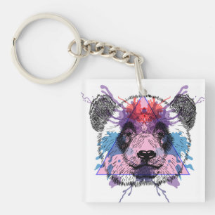 Geometric Panda Beer Sleutelhanger