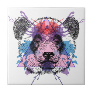 Geometric Panda Beer Tegeltje