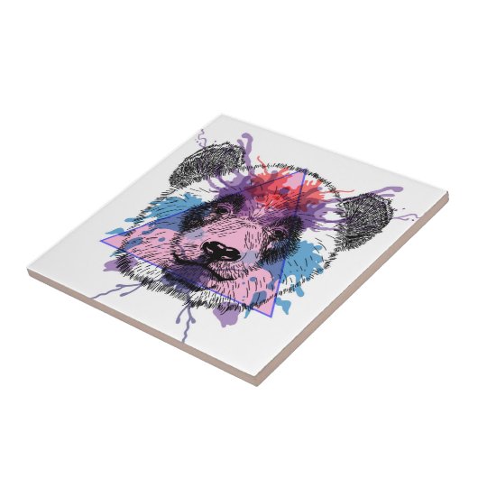 Geometric Panda Beer Tegeltje (Zijkant)