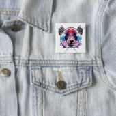 Geometric Panda Beer Vierkante Button 5,1 Cm (In situ)