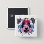 Geometric Panda Beer Vierkante Button 5,1 Cm (Voorkant /achterkant)