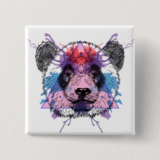 Geometric Panda Beer Vierkante Button 5,1 Cm (Voorkant)