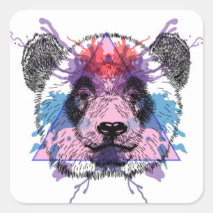 Geometric Panda Beer Vierkante Sticker