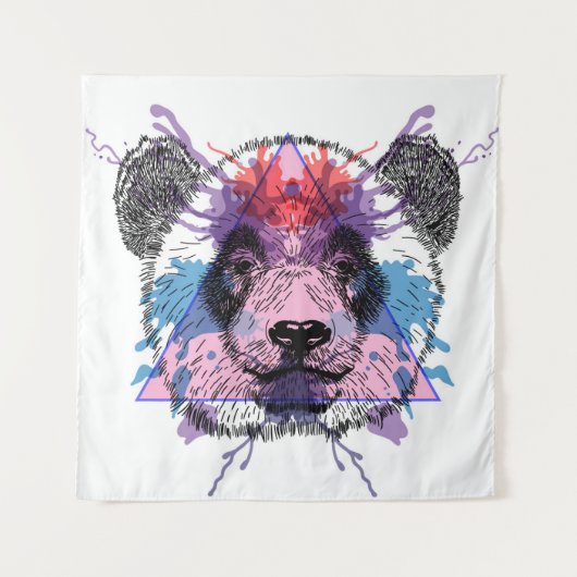 Geometric Panda Beer Wandkleed (Voorkant)