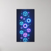 Geometric particles shimmered with neon light canvas afdruk (Voorkant)
