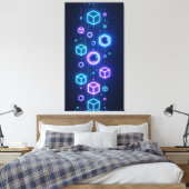 Geometric particles shimmered with neon light canvas afdruk (Insitu (Slaapkamer))