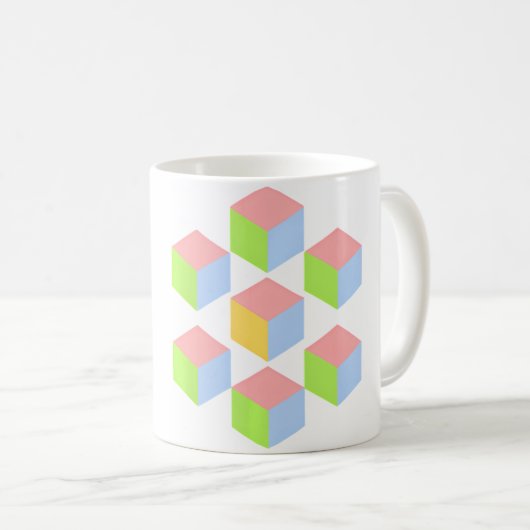 Geometric Pastel Isometric Optical Illusion Cube Koffiemok (Voorkant rechts)