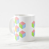 Geometric Pastel Isometric Optical Illusion Cube Koffiemok (Voorkant links)