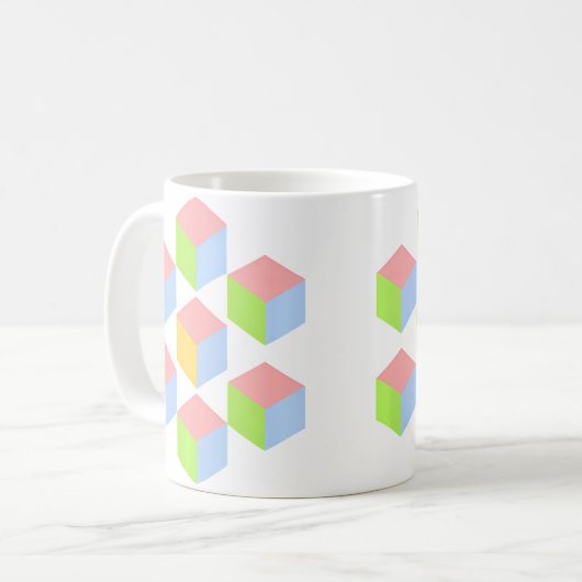 Geometric Pastel Isometric Optical Illusion Cube Koffiemok (Voorkant links)