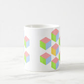 Geometric Pastel Isometric Optical Illusion Cube Koffiemok (Center)