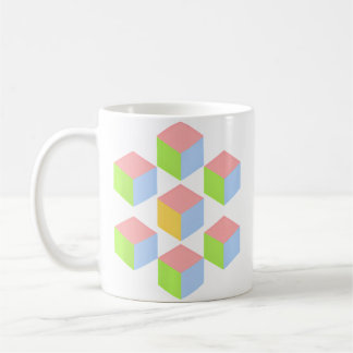 Geometric Pastel Isometric Optical Illusion Cube Koffiemok