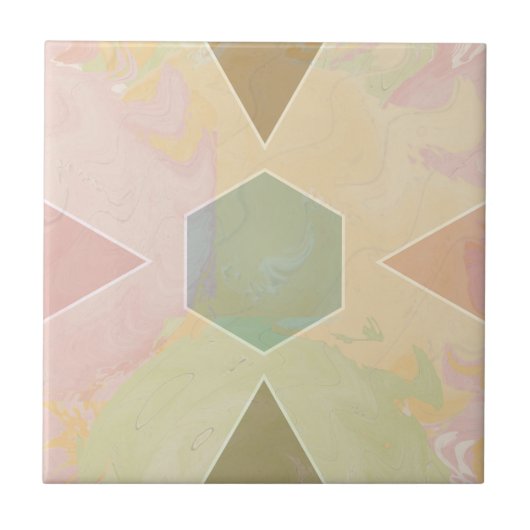 Geometric Pastel Marble Beige Tegeltje (Voorkant)