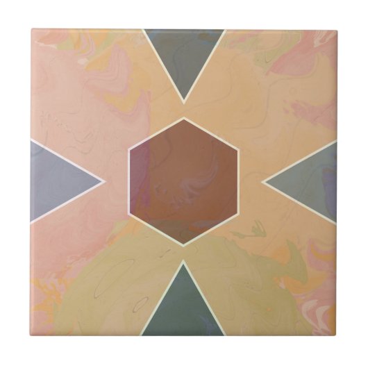 Geometric Pastel Marble Earthy Tegeltje (Voorkant)
