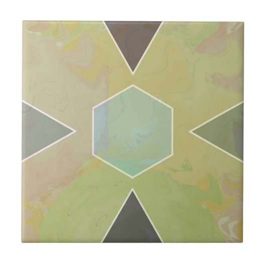 Geometric Pastel Marble Olive Green Tegeltje (Voorkant)