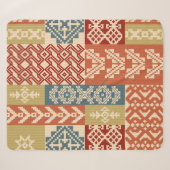 Geometric patchwork ornamental ethnic pattern sherpa deken (Voorkant (horizontaal))