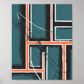 Geometric Pathways with Abstract Brush Strokes Poster (Voorkant)