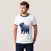 Geometric 'Patriotic Pup Brew' Futuristic Tee T-shirt (Voorkant volledig)