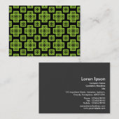 Geometric Pattern 030614 - Martian Green on Black Visitekaartje (Voorkant / Achterkant)
