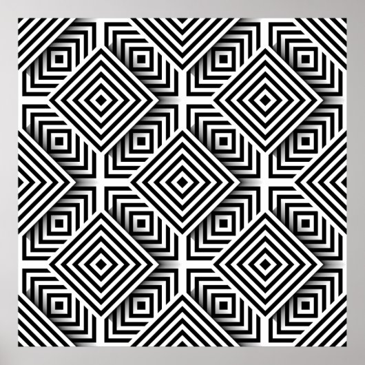 Geometric pattern. Black and white. Squares and st Poster (Voorkant)