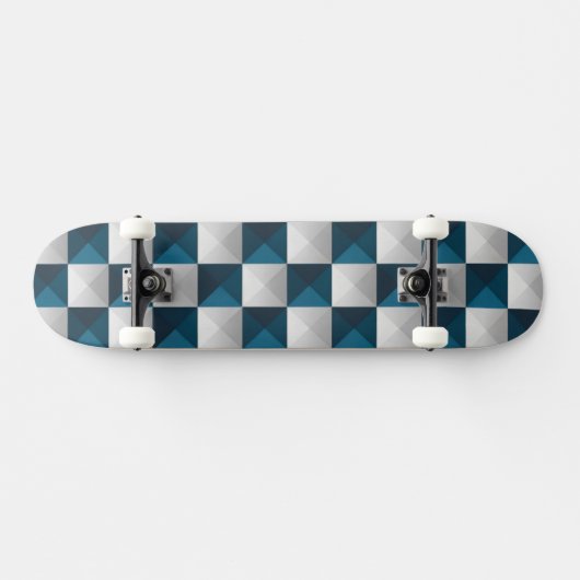 Geometric Pattern Blue Silver Skateboard (Horizontaal)