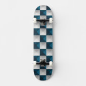 Geometric Pattern Blue Silver Skateboard (Voorkant)