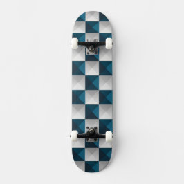 Geometric Pattern Blue Silver Skateboard