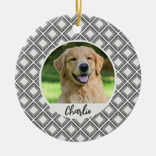 Geometric Pattern Christmas Pet Photo Ornament  (Voorkant)
