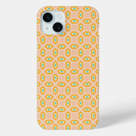 Geometric pattern in blue and orange diamond shape iPhone 15 mini hoesje