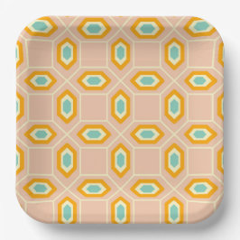 Geometric pattern in blue and orange diamond shape papieren bordje