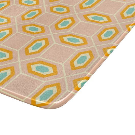 Geometric pattern in blue and orange diamond shape snijplank (Hoek)