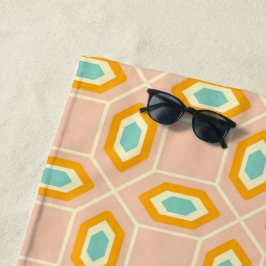 Geometric pattern in blue and orange diamond shape strandlaken