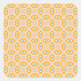 Geometric pattern in blue and orange diamond shape vierkante sticker