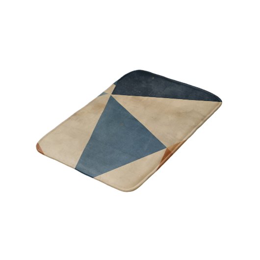 Geometric Pattern in Blues, Tans, and Rust Badmat (Gekanteld)